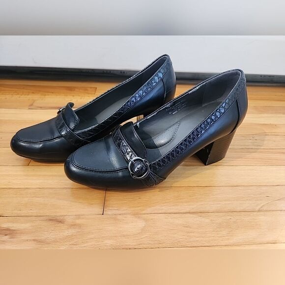 A2 By Aerosoles Heels Womens 7.5 M Comfort Slip On Loafer Pumps Black Fabric - Picture 1 of 10
